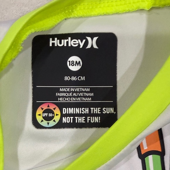 Hurley Kids Neon Yellow Swim Rashguard Set 18m - Picture 2 of 15